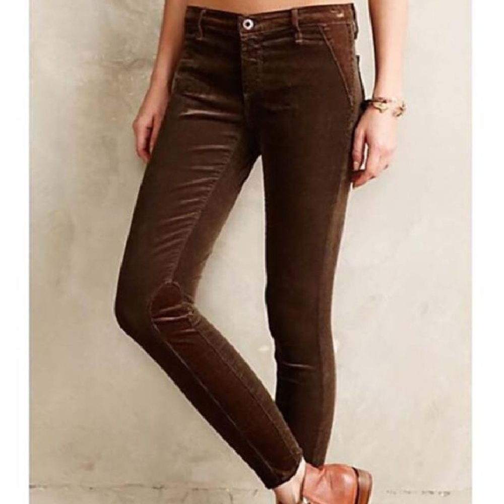 Ag Adriano Goldschmied Chocolate Velvet Cropped Skinny Pants